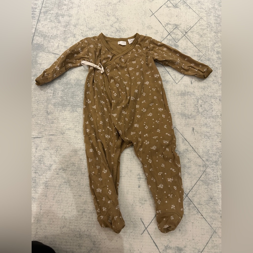 Jamie Kay Brown Floral One-Piece Footed Romper